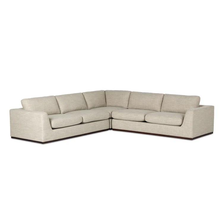 Aldred Silver Contemporary 120" Flared Arm Sectional Sofa