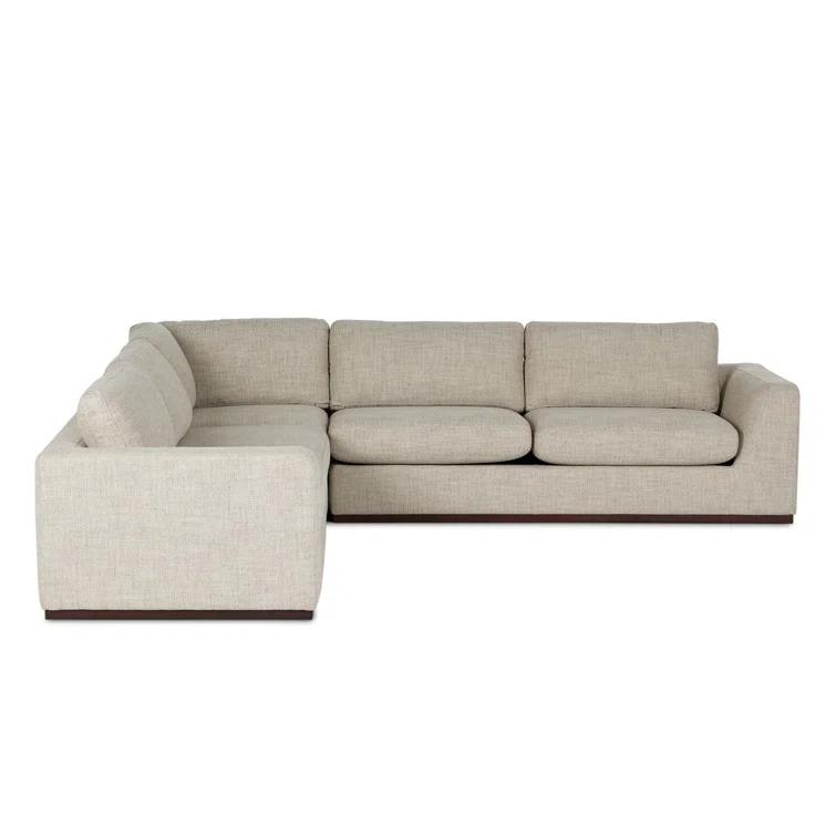 Aldred Silver Contemporary 120" Flared Arm Sectional Sofa