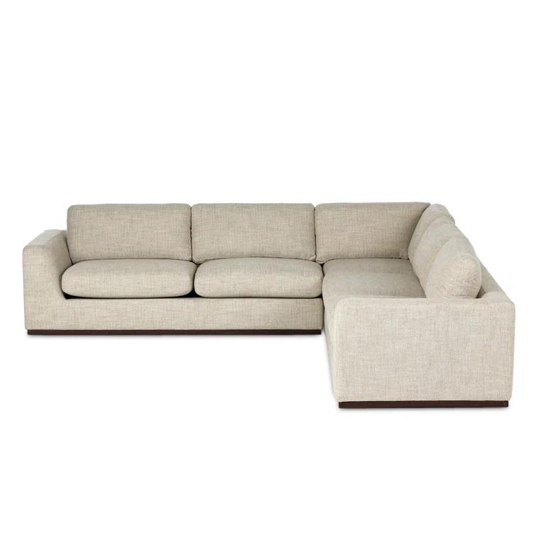 Aldred Silver Contemporary 120" Flared Arm Sectional Sofa