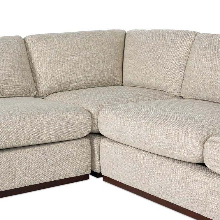 Aldred Silver Contemporary 120" Flared Arm Sectional Sofa