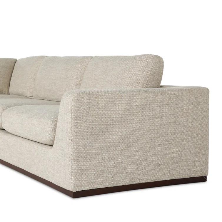 Aldred Silver Contemporary 120" Flared Arm Sectional Sofa