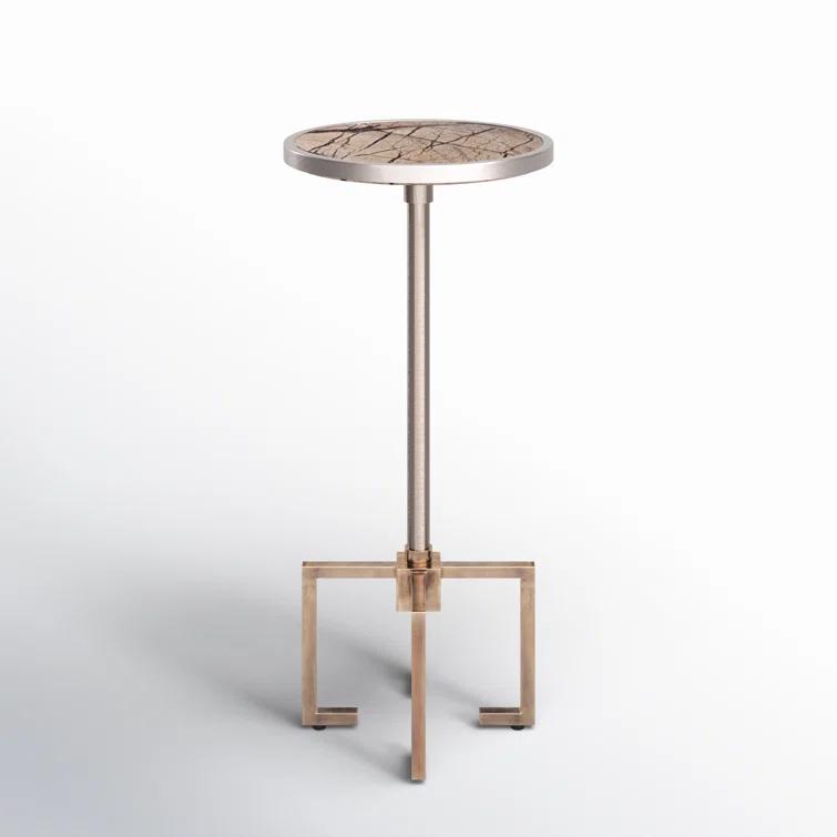 Butler Specialty Mash Metal & Marble End Table In Gold