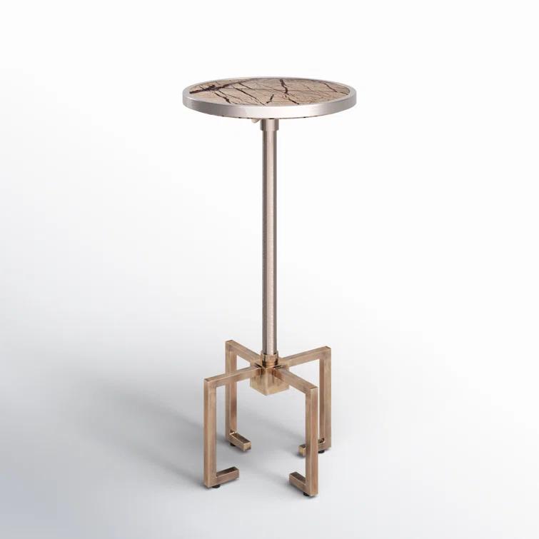 Butler Specialty Mash Metal & Marble End Table In Gold