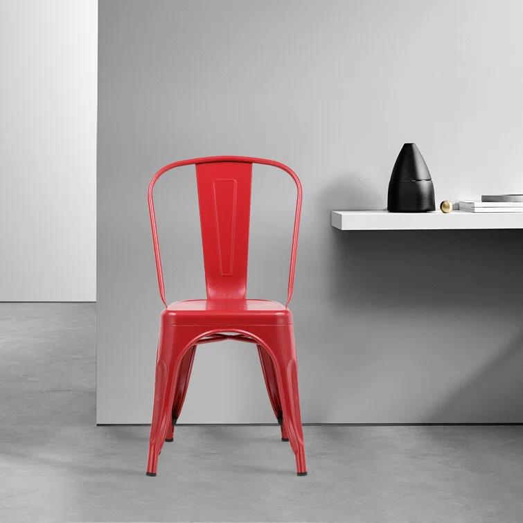 COMHOMA COMHOMA Metal Dining Chair 4pcs Industrial Modern Iron Stackable Bistro Chair (Set of 4)