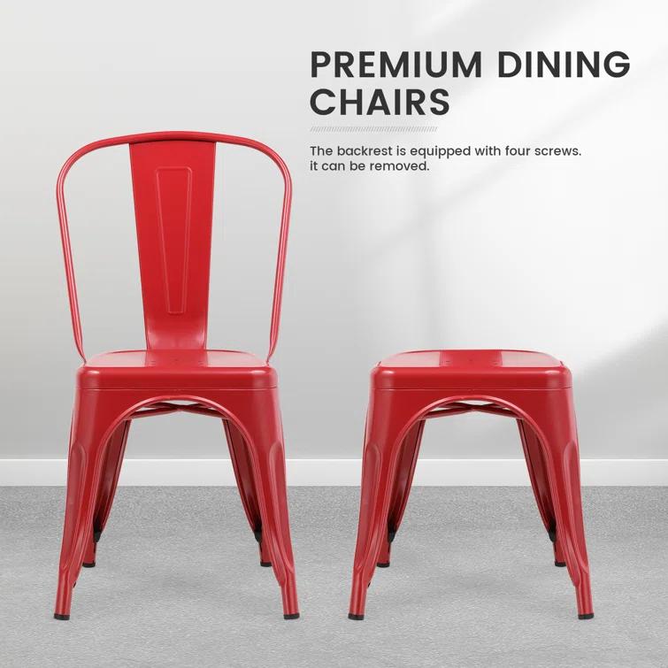 COMHOMA COMHOMA Metal Dining Chair 4pcs Industrial Modern Iron Stackable Bistro Chair (Set of 4)