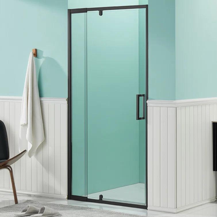 36 in.W - 72 in.H Pivot Shower Door with Clear Glass and Stainless Steel Handle