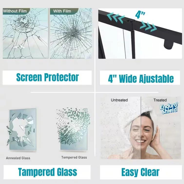 36 in.W - 72 in.H Pivot Shower Door with Clear Glass and Stainless Steel Handle