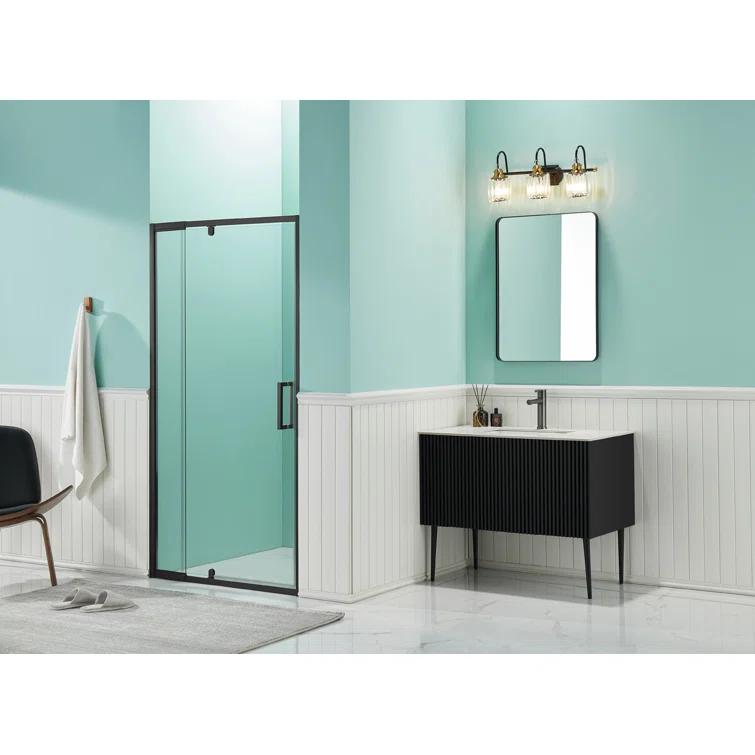 36 in.W - 72 in.H Pivot Shower Door with Clear Glass and Stainless Steel Handle