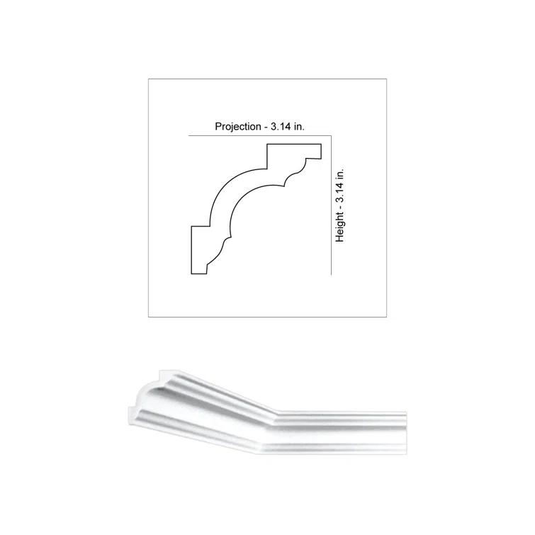 Marcos 78.74"L x 4.38"W x 3.14"H x 3.14"D Glue-Up Styrofoam Crown Molding 195 ln. ft. (Set of 30)