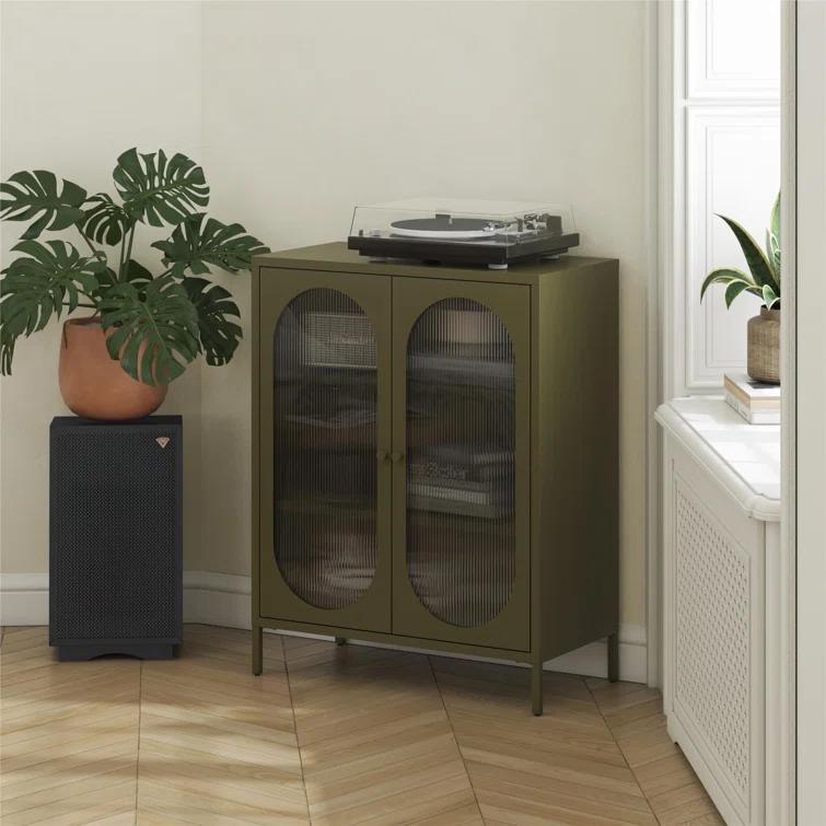Luna 39.96'' Tall Accent Cabinet with Fluted Glass