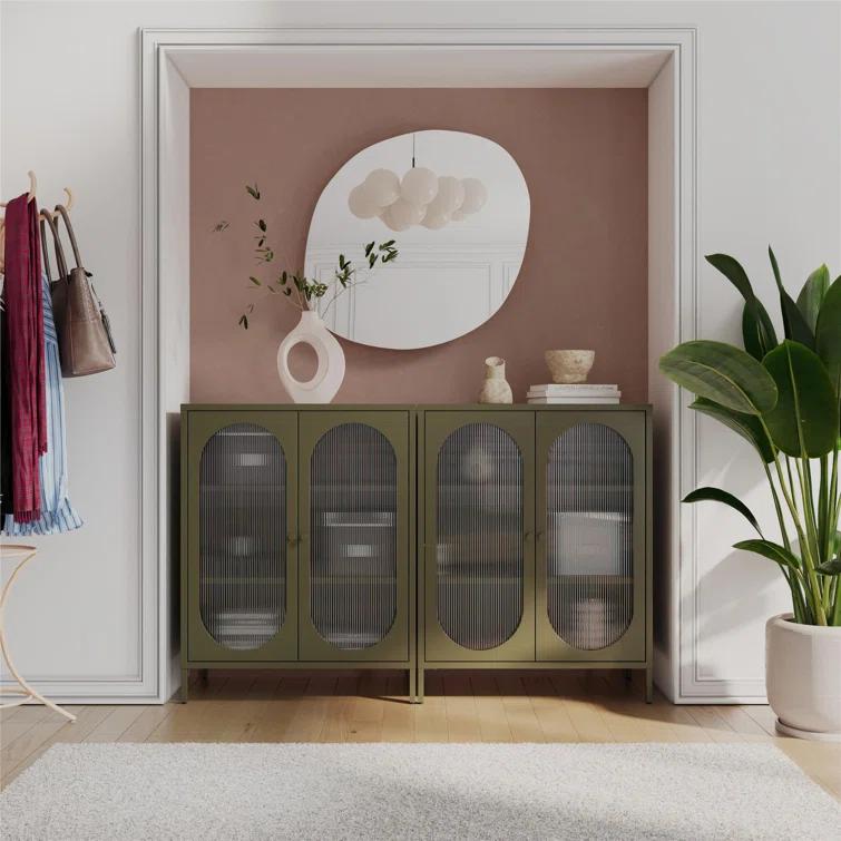 Luna 39.96'' Tall Accent Cabinet with Fluted Glass