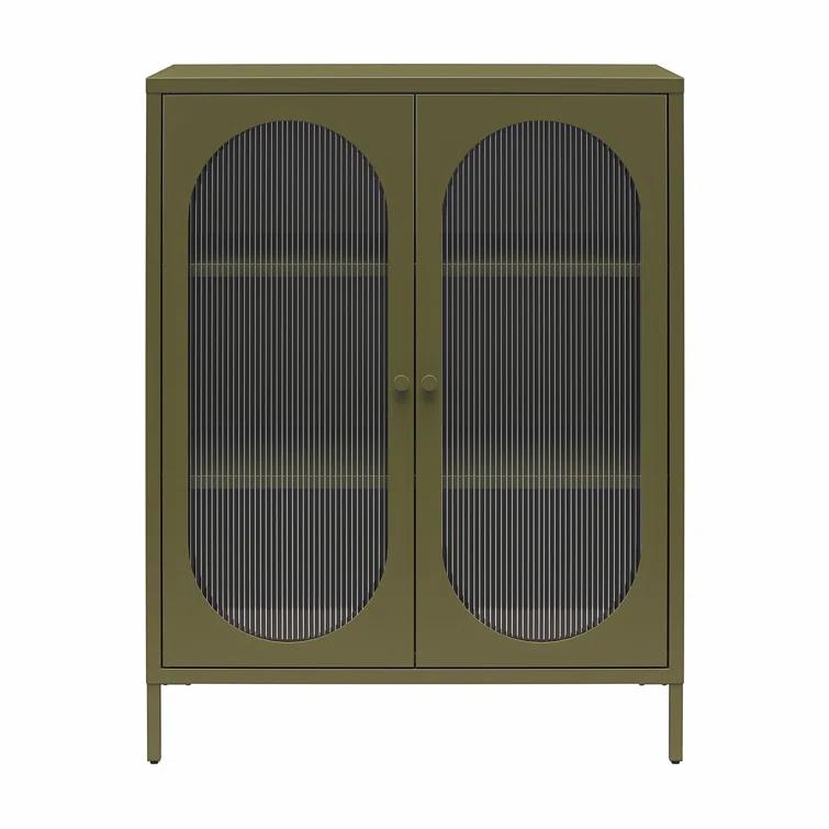Luna 39.96'' Tall Accent Cabinet with Fluted Glass
