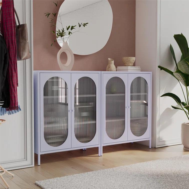 Luna 39.96'' Tall Accent Cabinet with Fluted Glass