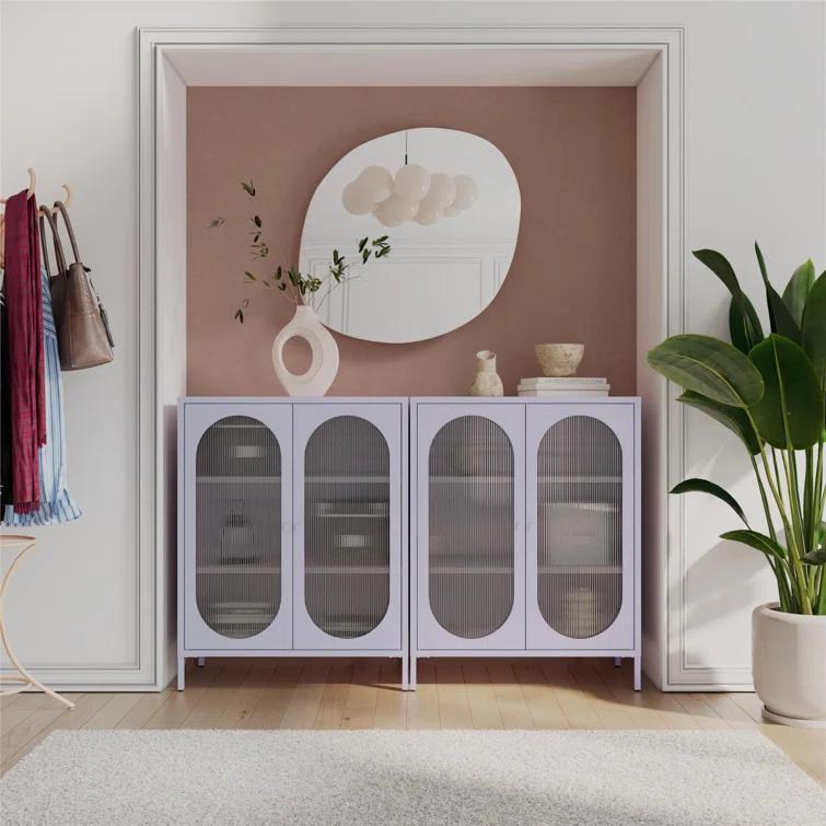Luna 39.96'' Tall Accent Cabinet with Fluted Glass
