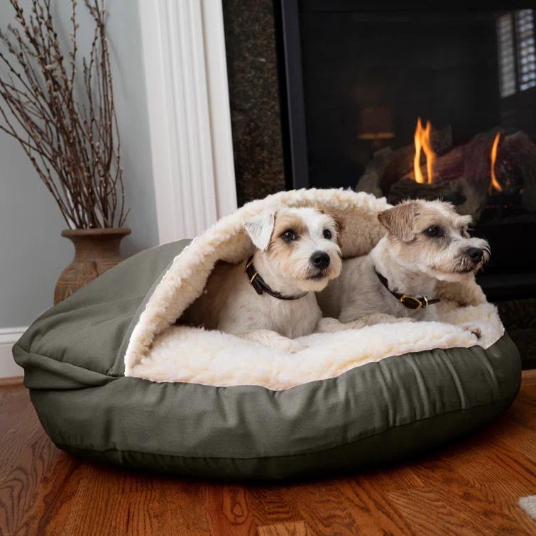 Snoozer Cozy Cave Luxury Hooded Microsuede Pet Bed