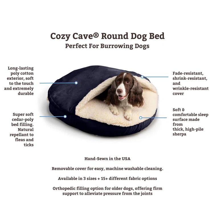 Snoozer Cozy Cave Hooded Dog Bed Poly/Cotton