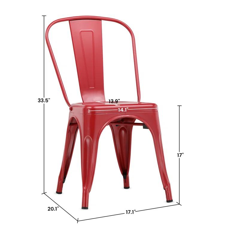 COMHOMA COMHOMA Metal Dining Chair 4pcs Industrial Modern Iron Stackable Bistro Chair (Set of 4)