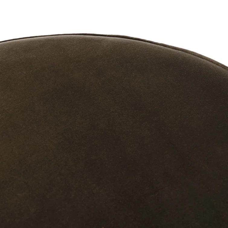 Sinclair Large Round Olive Velvet Ottoman with Brown Base