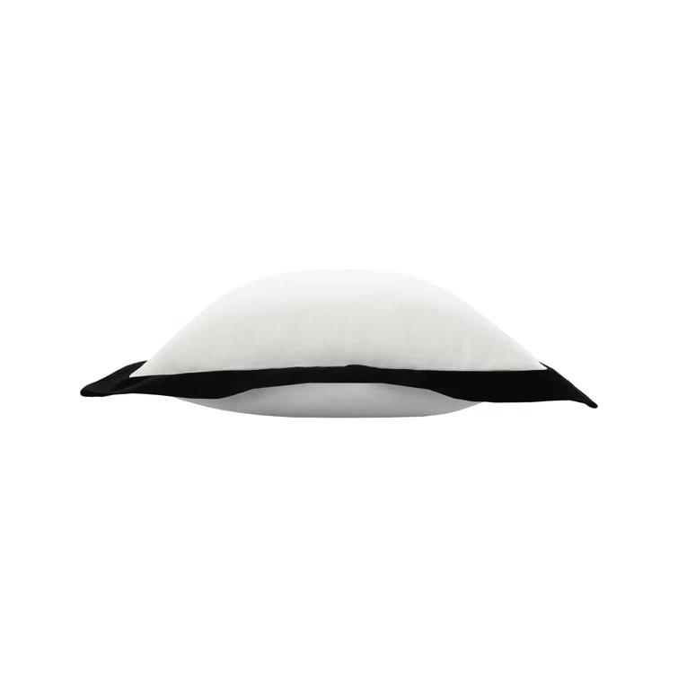 ZeaZu 20" X 20" Black And White 100% Cotton Geometric Zippered Pillow