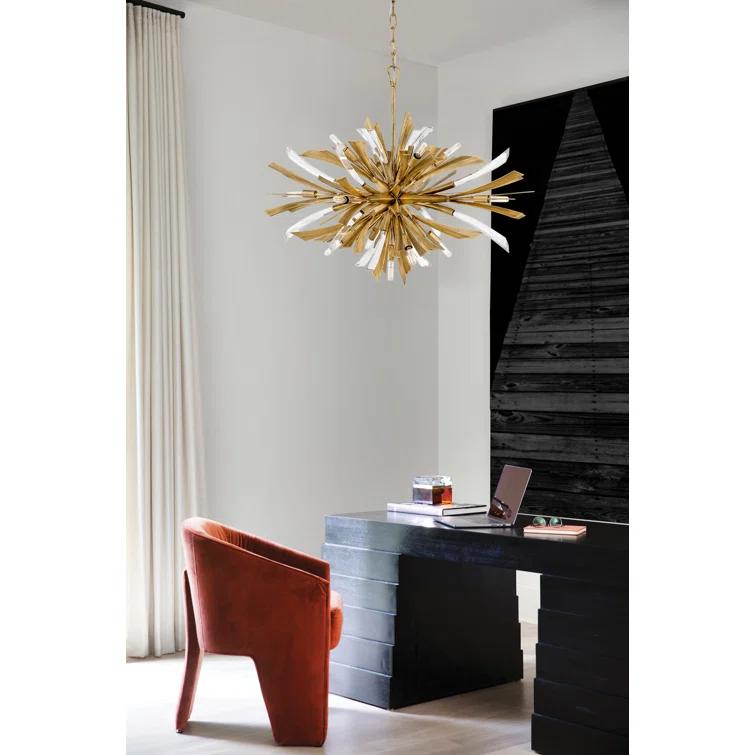 Vida 36" Thirteen-Light Modern Horizontal Hanging Chandelier w/ Crystal Accents
