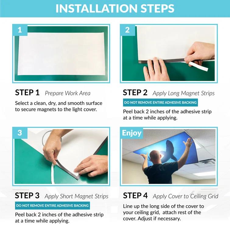 Octo Lights OCE-007-MGT-2x4 Ocean - Magnetic Fluorescent Light Cover for Ceiling Lights Classroom -  2x4 - by Octo Lights