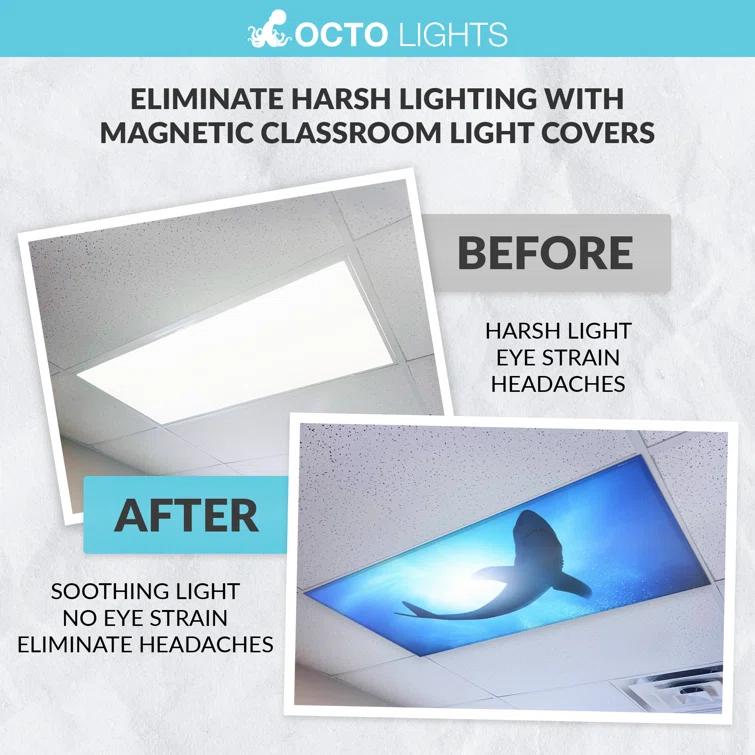 Octo Lights OCE-007-MGT-2x4 Ocean - Magnetic Fluorescent Light Cover for Ceiling Lights Classroom -  2x4 - by Octo Lights