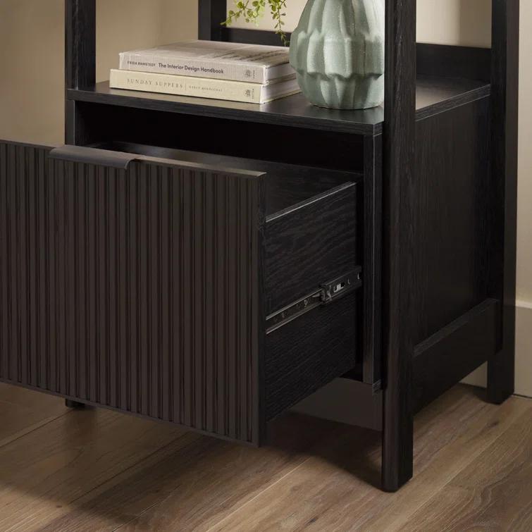 Transitional Narrow Bookshelf with Drawer on Bottom