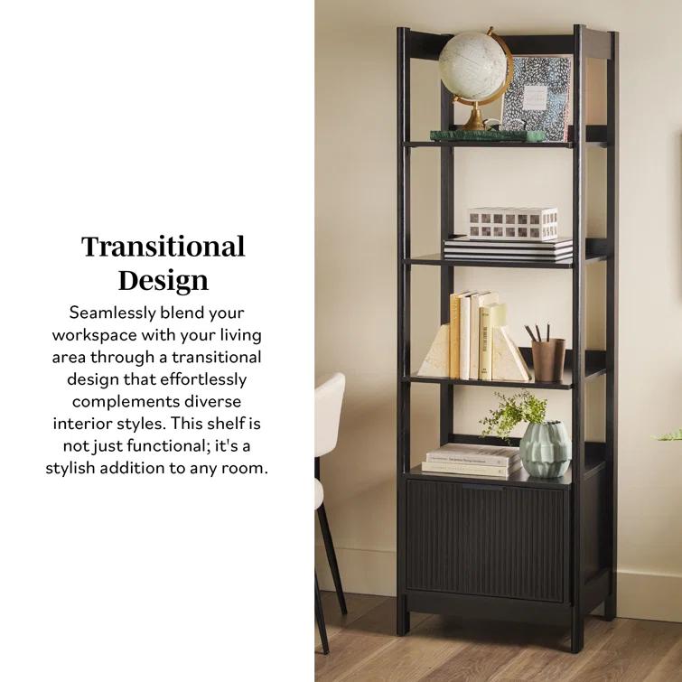 Transitional Narrow Bookshelf with Drawer on Bottom