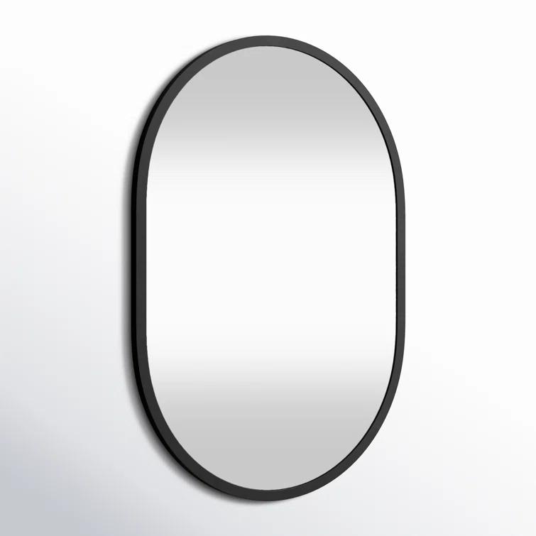 Dasha 34" Matte Black Iron and Wood Wall Mirror