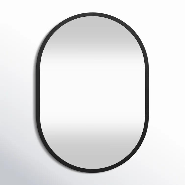 Dasha 34" Matte Black Iron and Wood Wall Mirror