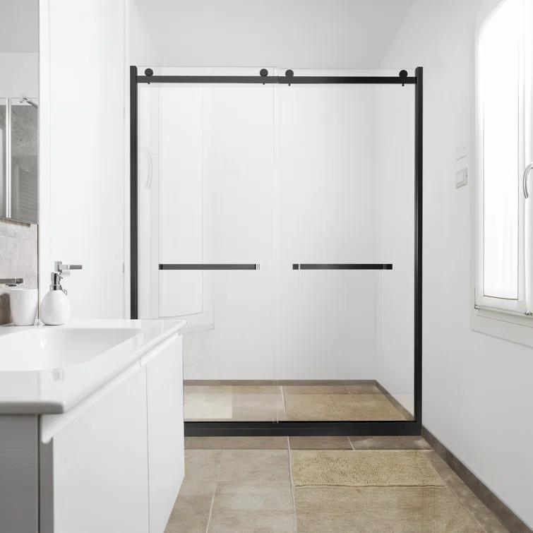 BVNECXP Frameless Sliding Glass Shower Doors 60" Width X 76"Height With 3/8"(10Mm) Clear Tempered Glass YY3CHO-W1675S00002