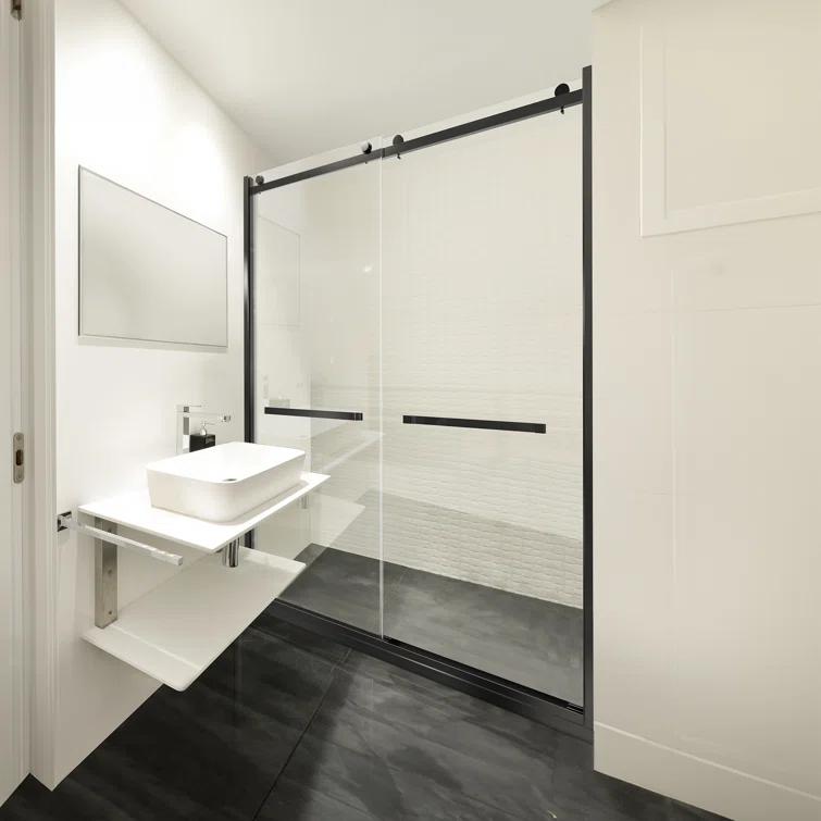 BVNECXP Frameless Sliding Glass Shower Doors 60" Width X 76"Height With 3/8"(10Mm) Clear Tempered Glass YY3CHO-W1675S00002