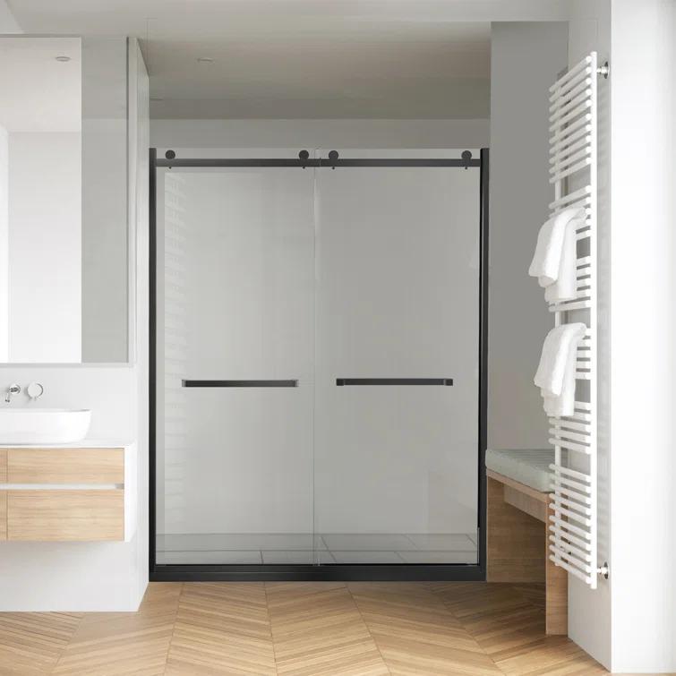 BVNECXP Frameless Sliding Glass Shower Doors 60" Width X 76"Height With 3/8"(10Mm) Clear Tempered Glass YY3CHO-W1675S00002