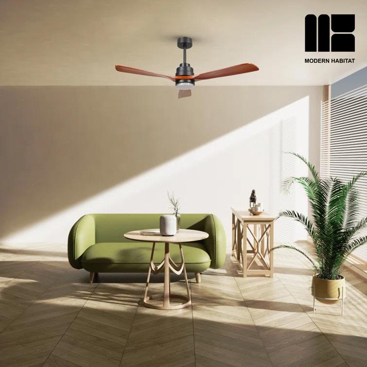 Auravista 52 In. Indoor Medium Red Oak Ceiling Fan With LED Light Bulbs And Remote Control