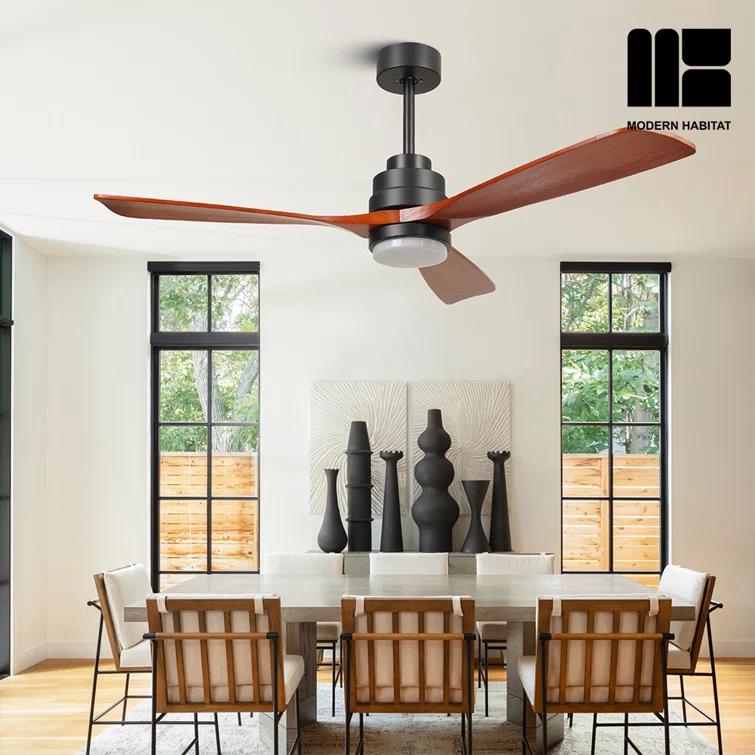 Auravista 52 In. Indoor Medium Red Oak Ceiling Fan With LED Light Bulbs And Remote Control