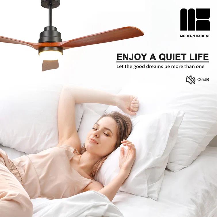 Auravista 52 In. Indoor Medium Red Oak Ceiling Fan With LED Light Bulbs And Remote Control