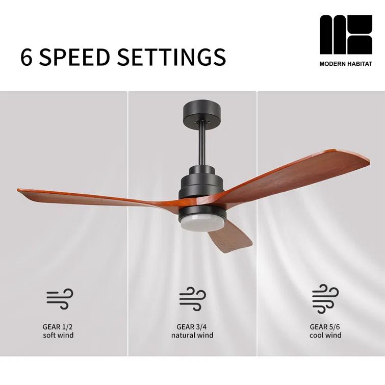 Auravista 52 In. Indoor Medium Red Oak Ceiling Fan With LED Light Bulbs And Remote Control