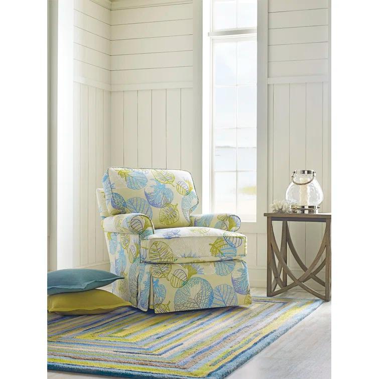Concentric Geometric Handmade Tufted Wool Blue/Green/Yellow Area Rug