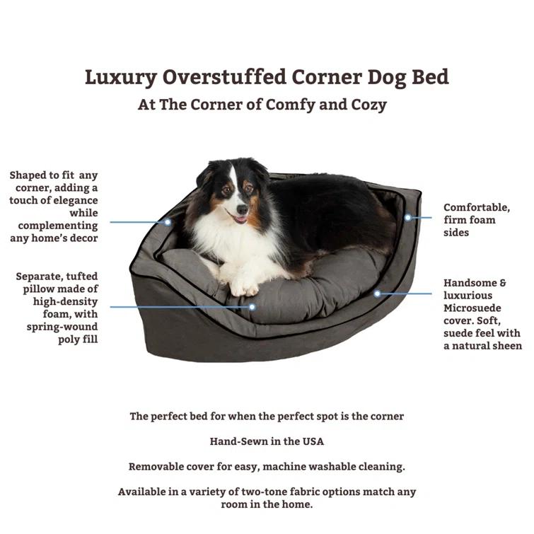 Snoozer Corner Microsuede Bolster Dog Bed