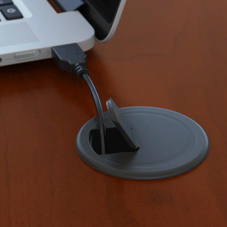 Series C Bow Front Desk with (2) 3 Drawer Mobile Pedestals