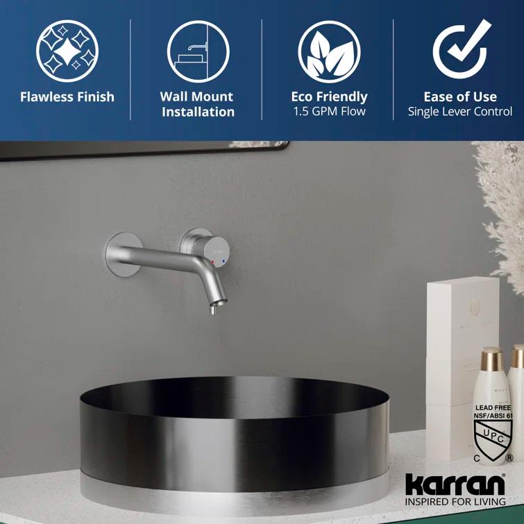 Karran Grantham KBF610 Single Handle Wall-Mount Bathroom Faucet in Gold