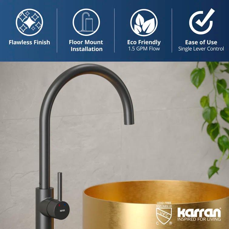Karran Howick KBF650 Single Handle Freestanding Bathroom Faucet in Gunmetal Grey
