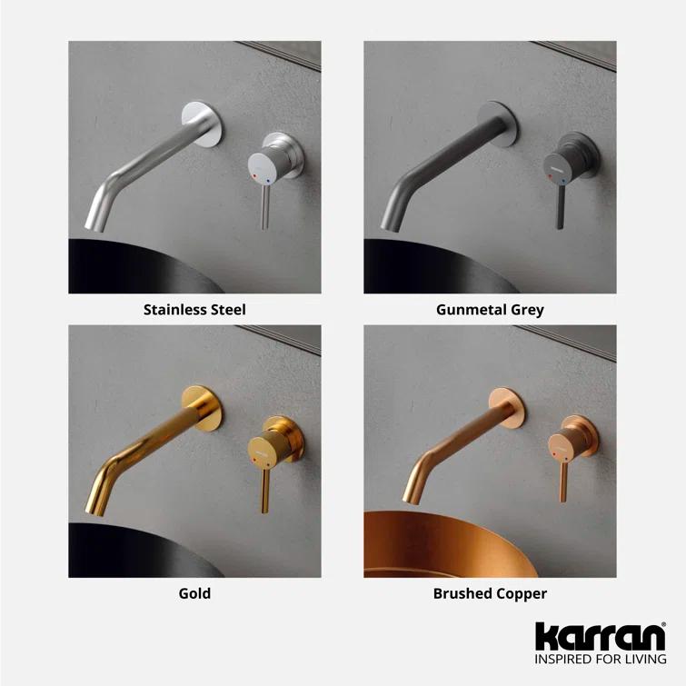 Karran Grantham KBF610 Single Handle Wall-Mount Bathroom Faucet in Gold