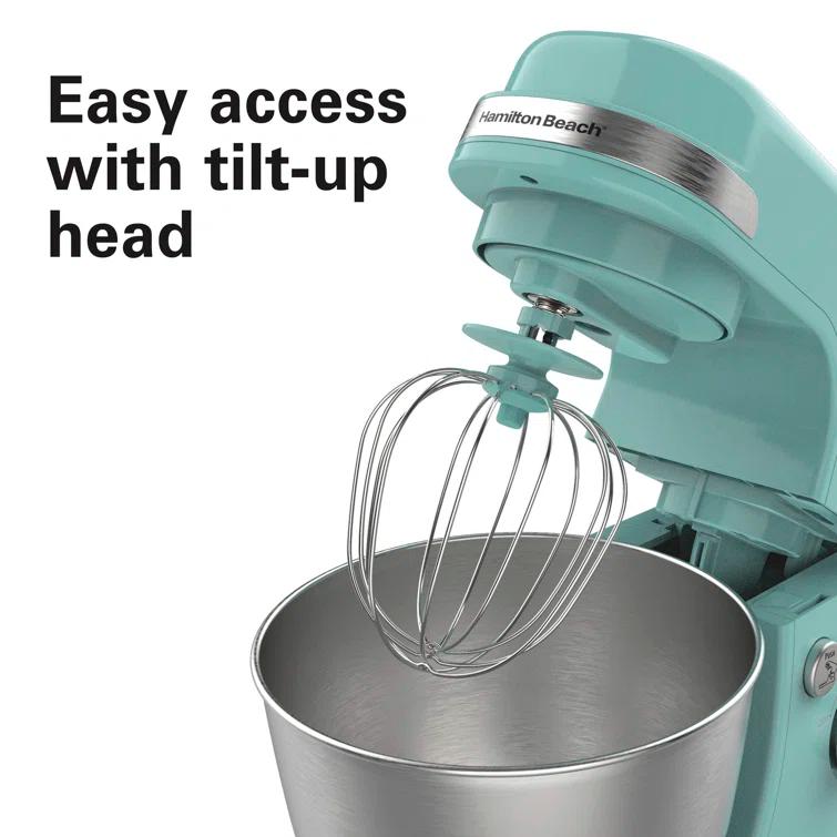 Hamilton Beach® 7-Speed 4-Quart Electric Stand Mixer with Splash Guard, Dough Hook, Flat Beater, and Whisk Attachments