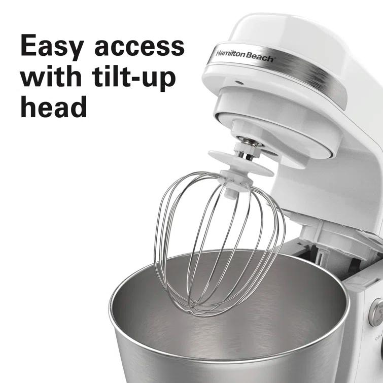Hamilton Beach® 7-Speed 4-Quart Electric Stand Mixer with Splash Guard, Dough Hook, Flat Beater, and Whisk Attachments