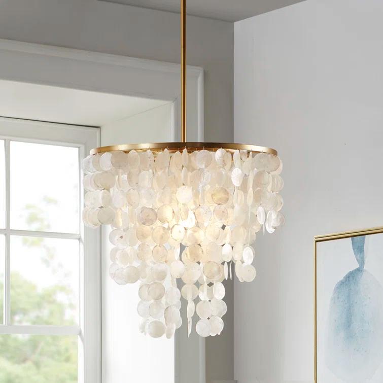 Urban Habitat Isla Dimmable Layered Capiz Chandelier
