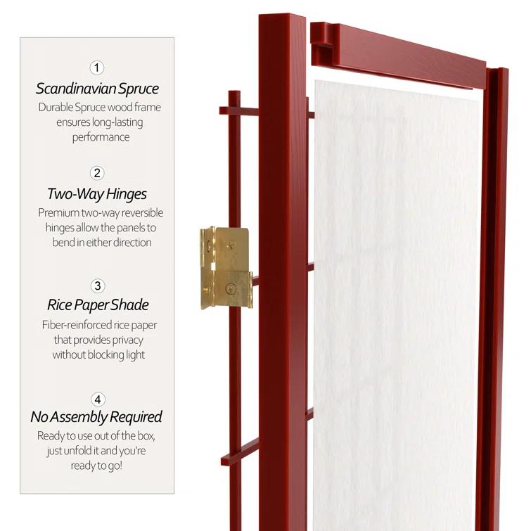 5 ft. Tall Window Pane Shoji Screen - Rosewood (3 Panels): Oriental Furniture, Hardwood Frame, Metal Hardware