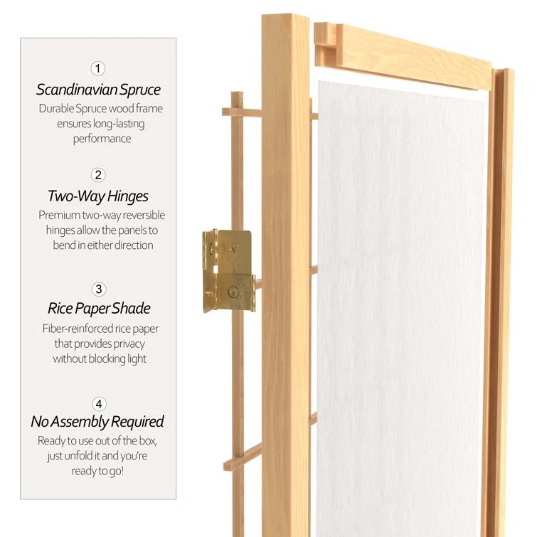 3' Tall Window Pane Shoji Screen - Natural (3 Panels) - Oriental Furniture