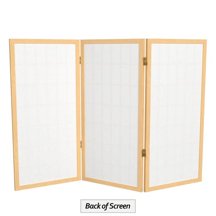 3' Tall Window Pane Shoji Screen - Natural (3 Panels) - Oriental Furniture