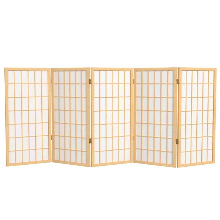 Oriental Furniture 3 Ft Tall Window Pane Shoji Screen, Natural, 5 panel